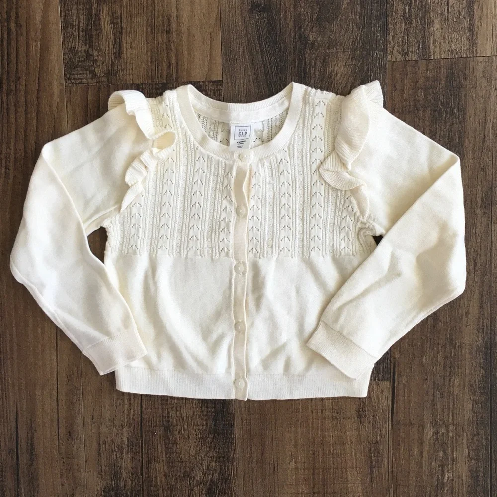 GAP Cream Knit Button-Up Cardigan